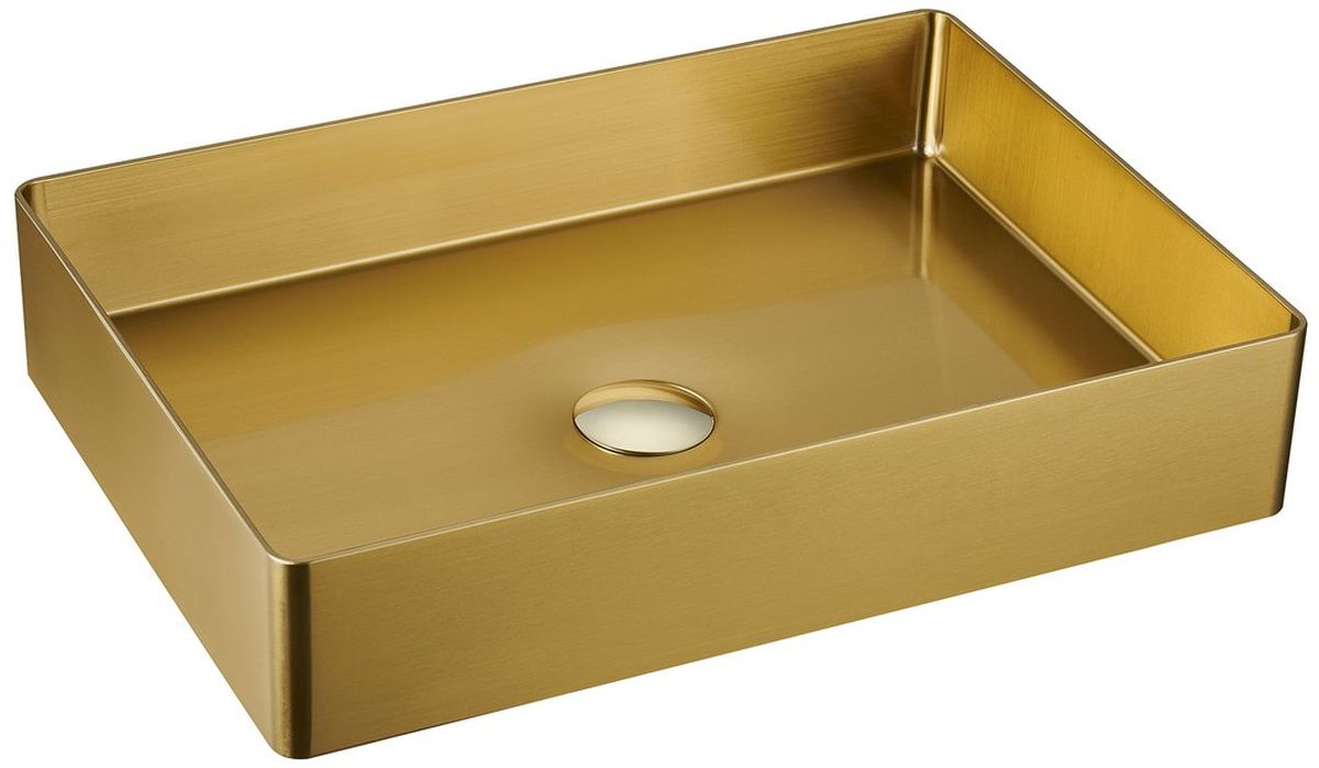 Sapho Aurum lavabo 50x35.2 cm rectangular sobre encimera oro AU203