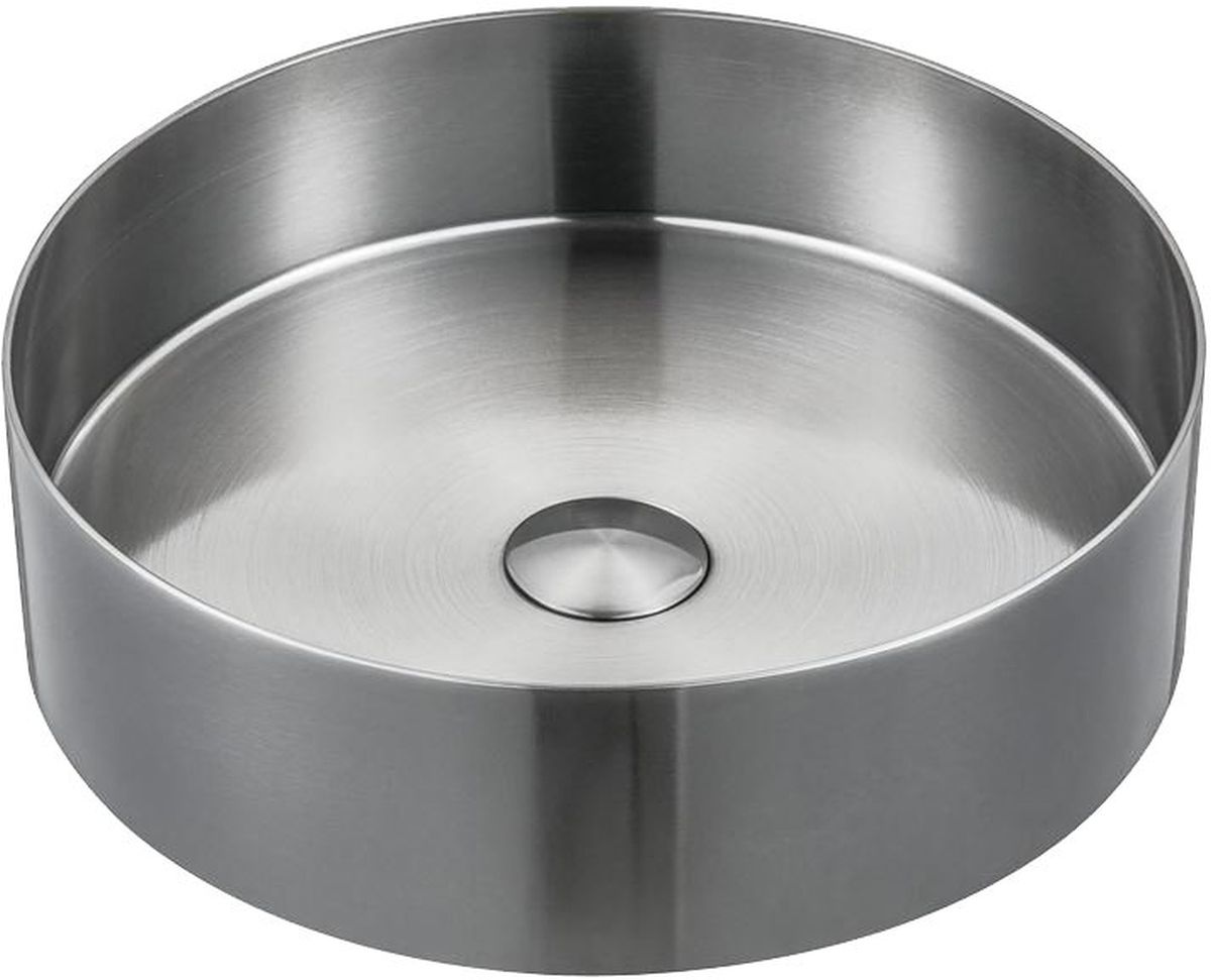 Sapho Aurum lavabo 38x38 cm circular sobre encimera acero AU401