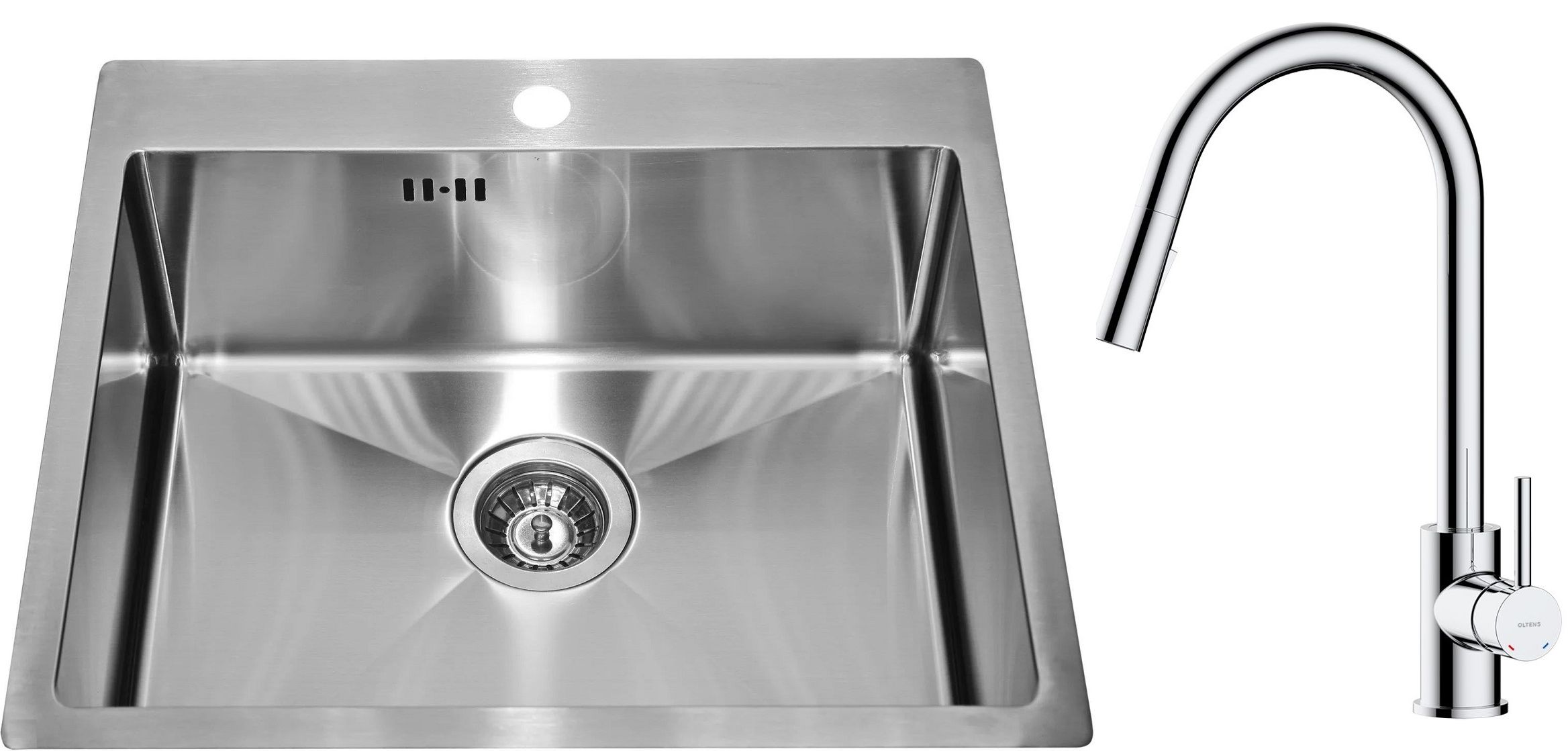 Conjunto fregadero de acero Alveus Concept 1124382, grifo de cocina Oltens Litla 35204100