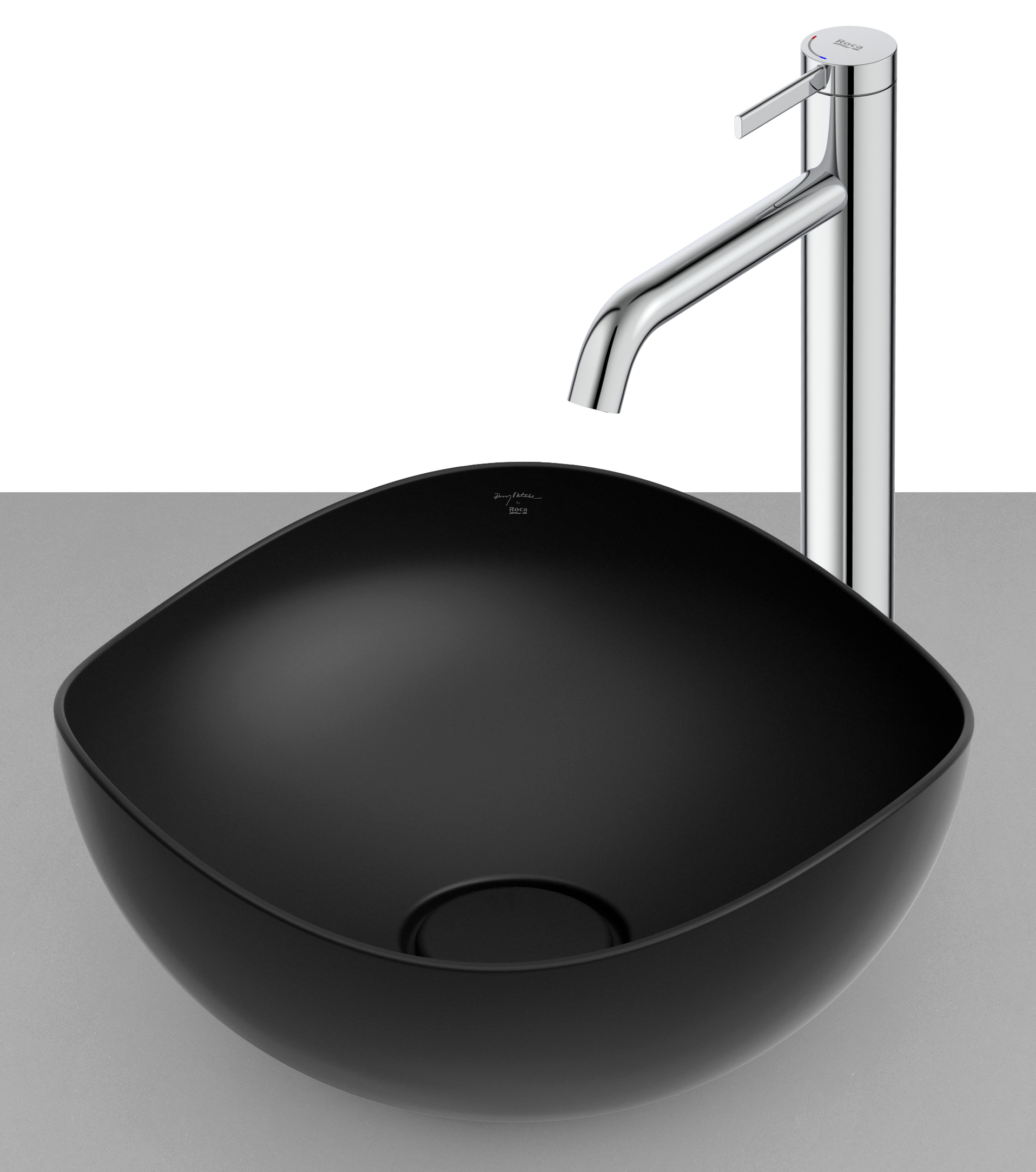 Roca Ohtake lavabo 37.5x37.5 cm circular sobre encimera negro A327A15080