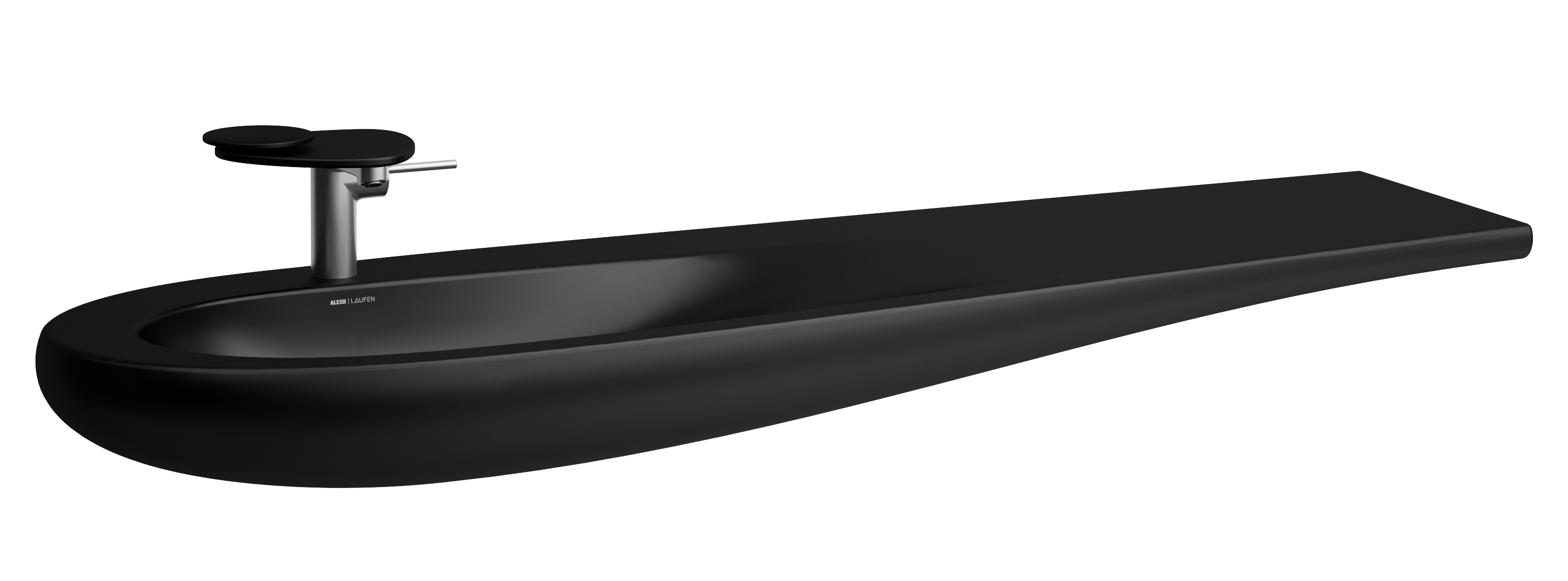 Laufen Il Bagno Alessi lavabo 160x50 cm clásico-para mueble negro mate H8149717161041