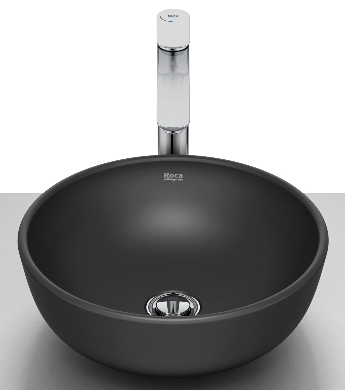 Roca Optica lavabo 35.2x35.2 cm circular sobre encimera negro A327C12080