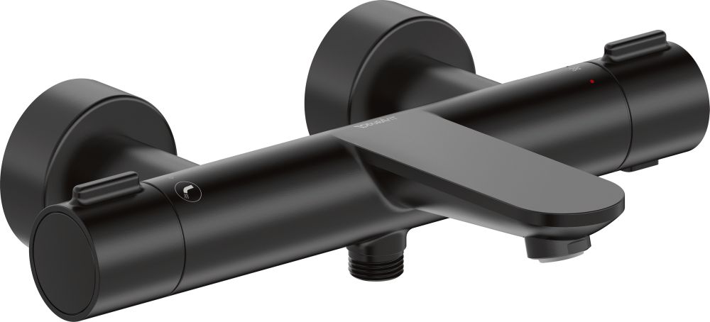 Duravit Wave grifo de bañera y ducha a pared con termostato negro WA5220000046