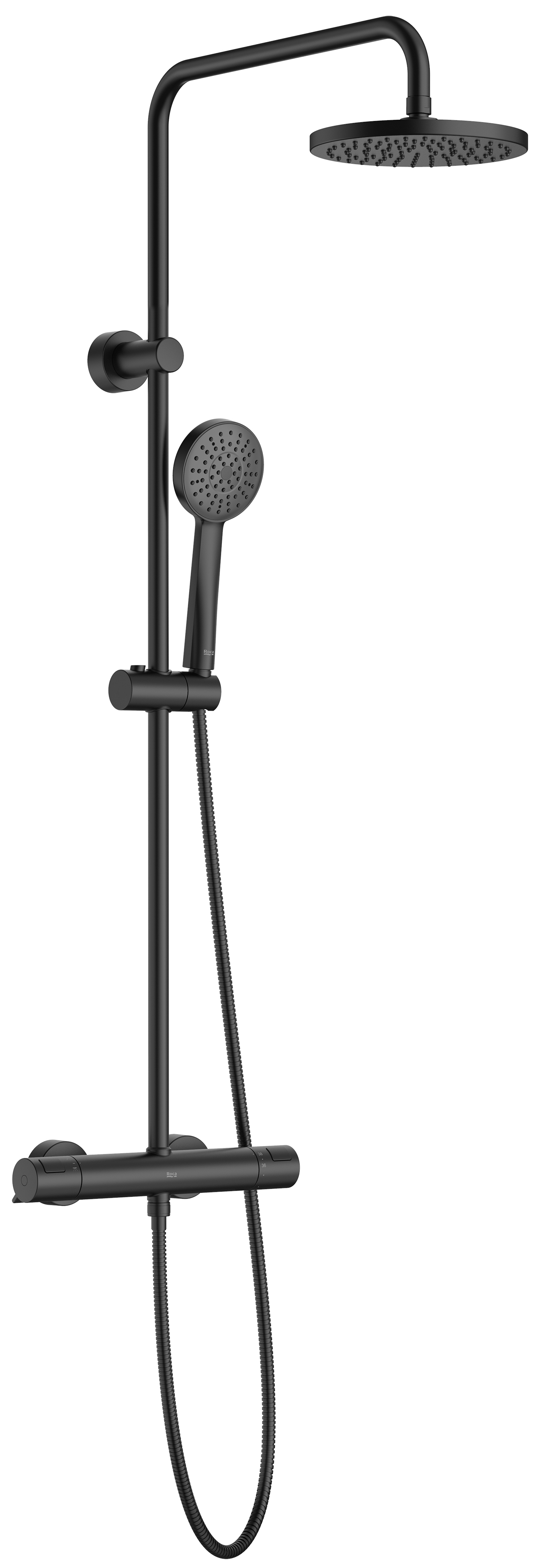 Roca Victoria T-Basic conjunto de ducha a pared con termostato con rociador con efecto lluvia negro A5A9F18NB0