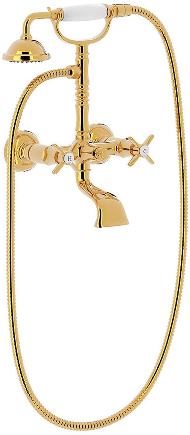 Tres Clasic grifo de bañera y ducha a pared oro 24217601OR