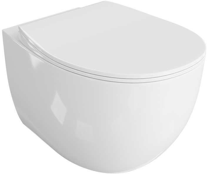 LaVita Mondo taza de inodoro con asiento de cierre suave suspendido sin reborde blanco brillante 5900378335443