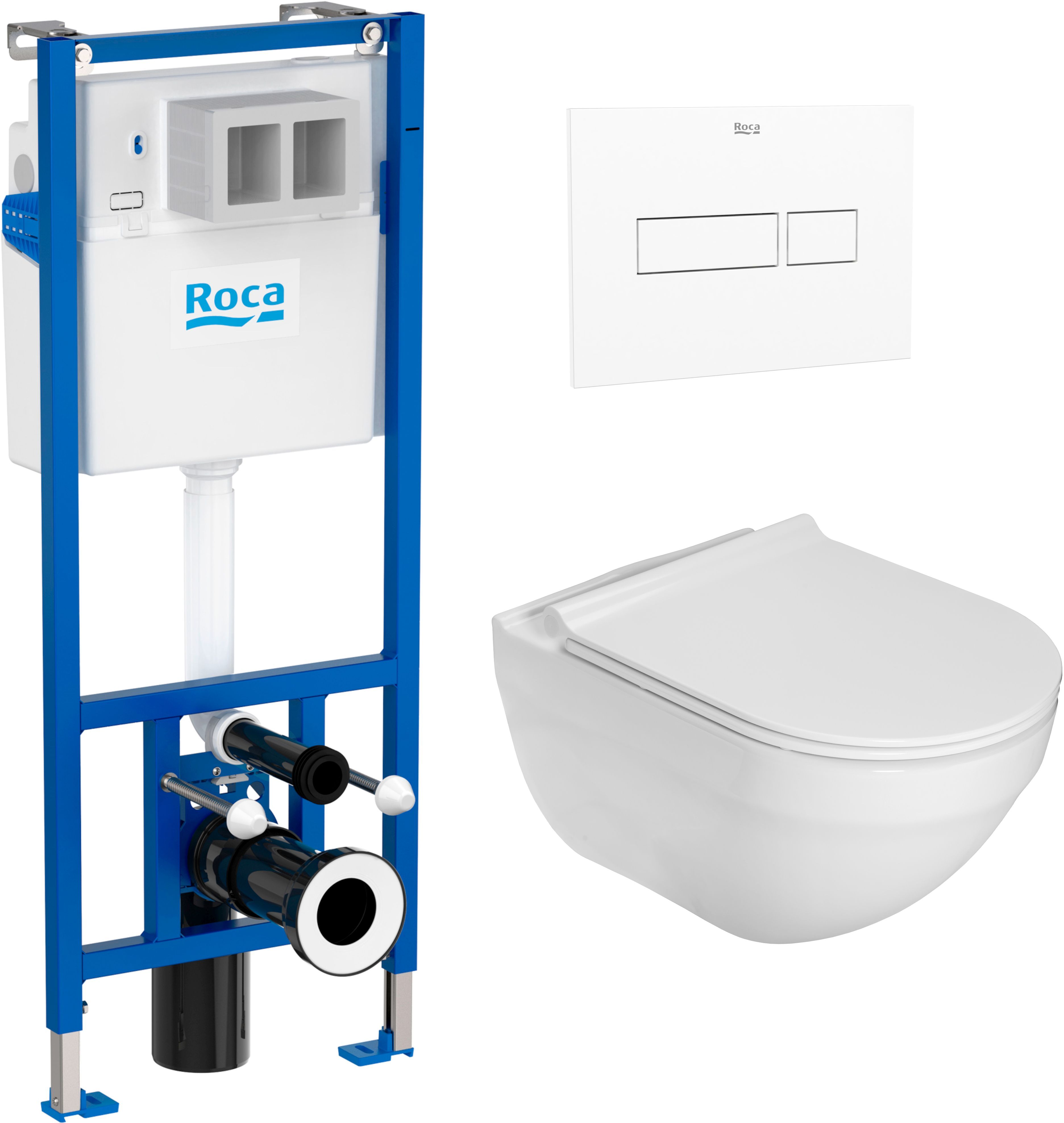 Conjunto taza de inodoro Roca Hebe A34H138000, marco empotrado Roca Duplo Nova A890020020, A890220200