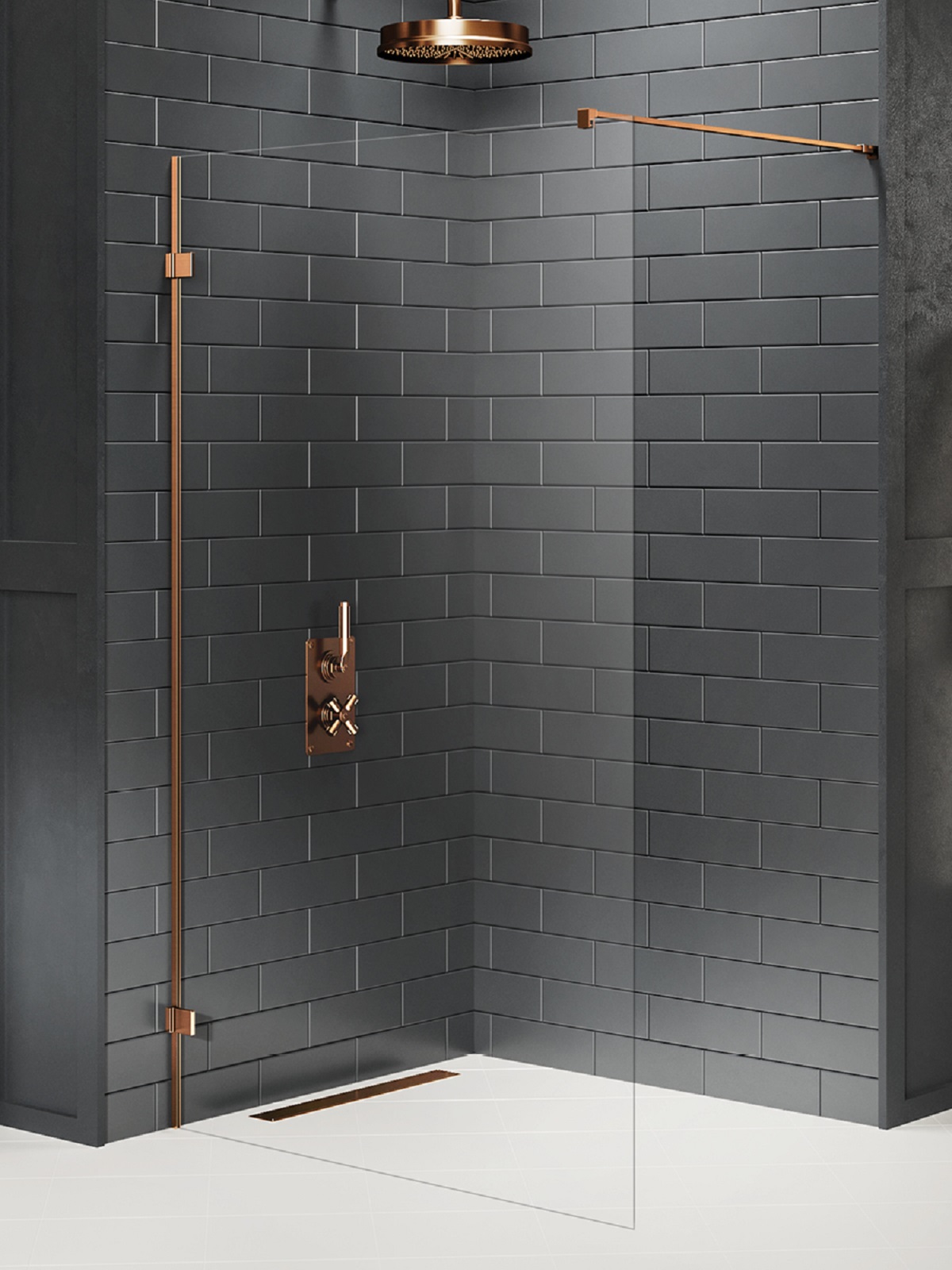 New Trendy Avexa Copper Brushed mampara de ducha walk-in 110 cm cobre cepillado/vidrio transparente EXK-7138