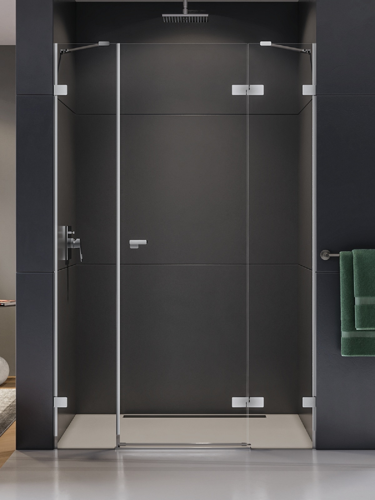 New Trendy Eventa puerta de ducha 130 cm oscilante cromo brillante/vidrio transparente EXK-4463