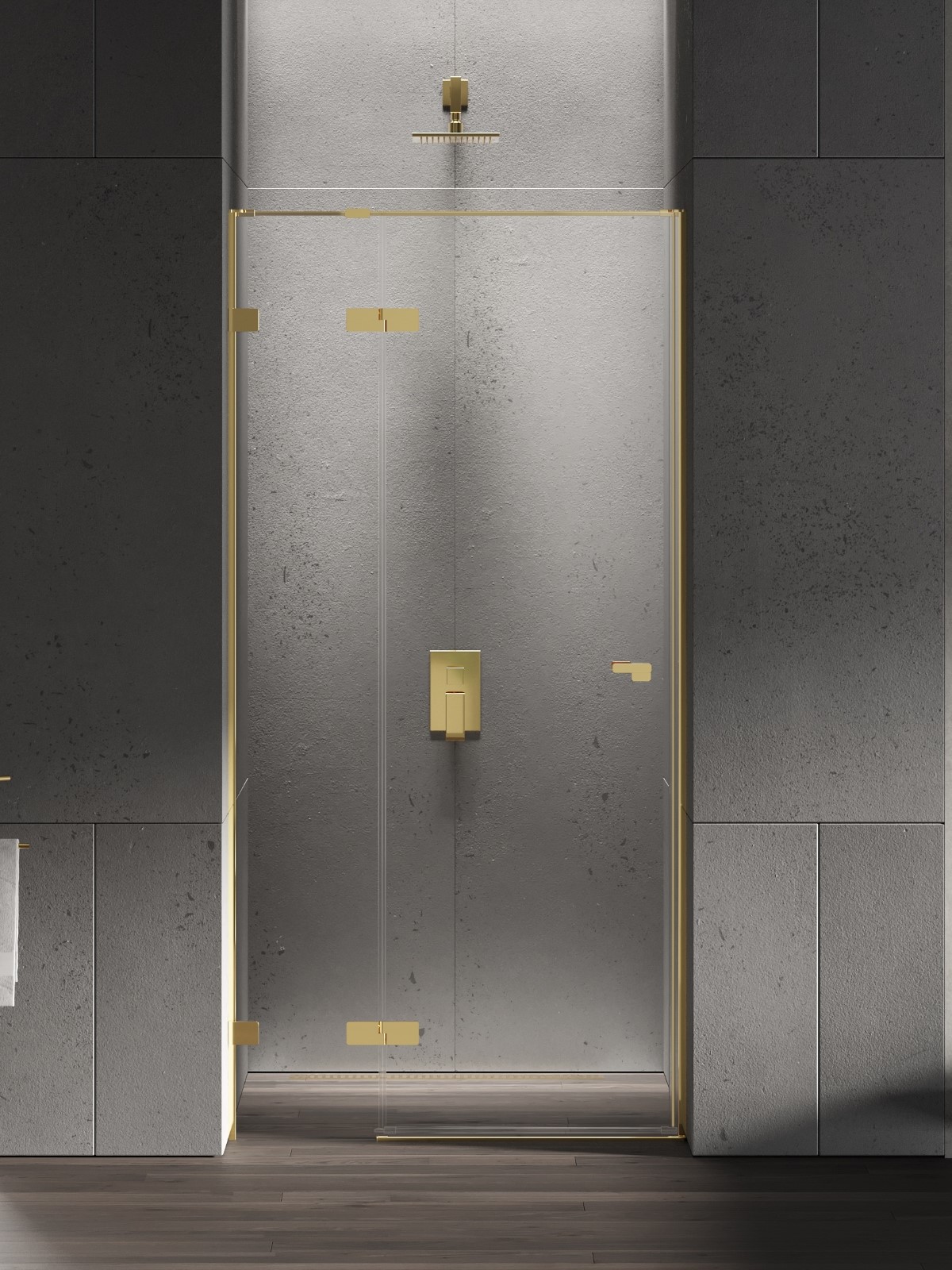 New Trendy Eventa Gold Shine puerta de ducha 80 cm oscilante oro brillante/vidrio transparente EXK-4671
