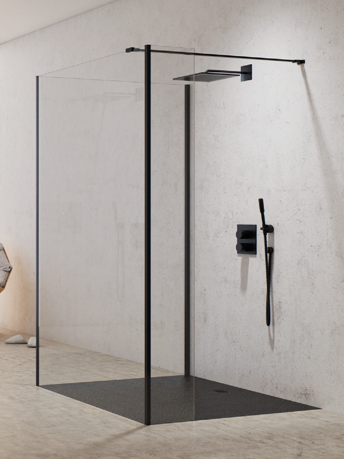New Trendy New Modus Black mampara de ducha walk-in 120 cm negro mate/vidrio transparente EXK-5600