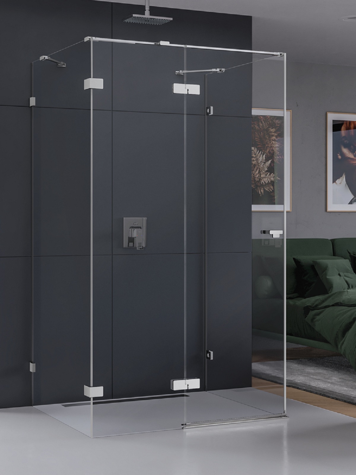 New Trendy Eventa cabina de ducha 90x80 cm rectangular cromo brillo/vidrio transparente EXK-4577