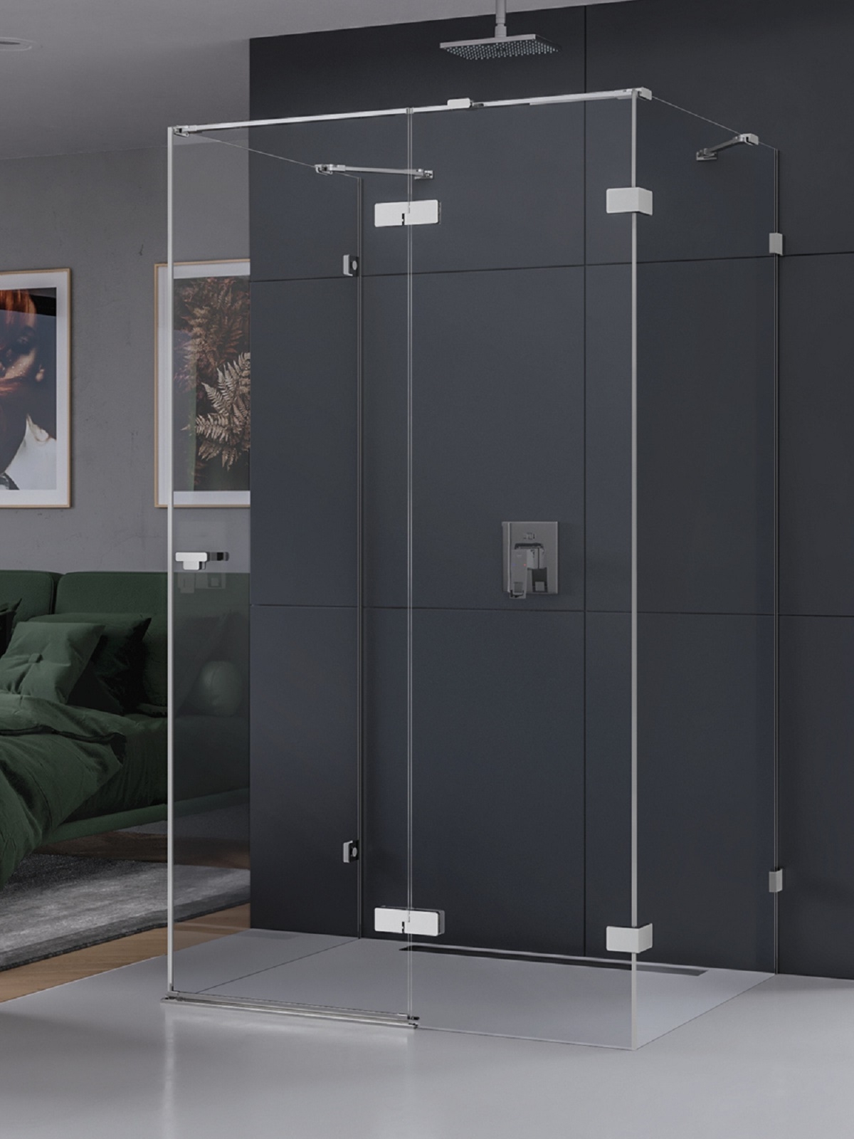 New Trendy Eventa cabina de ducha 90x80 cm rectangular cromo brillo/vidrio transparente EXK-4578