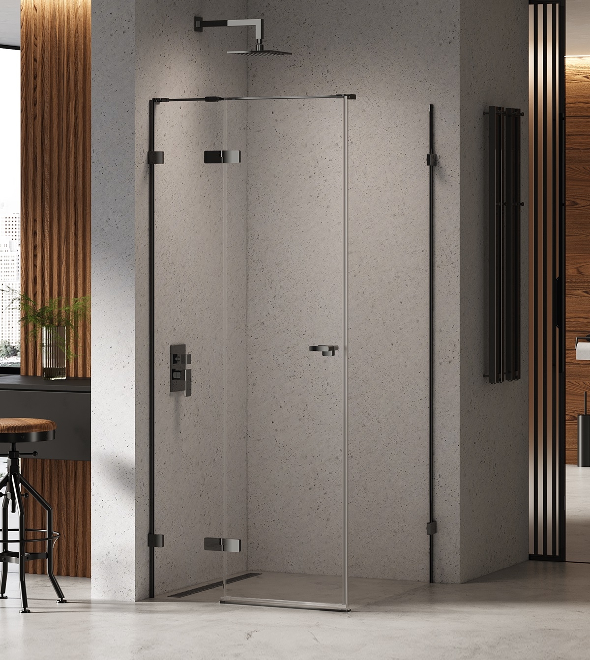 New Trendy Eventa Black Chrome cabina de ducha 90x90 cm cuadrada negro brillo/vidrio transparente EXK-6153