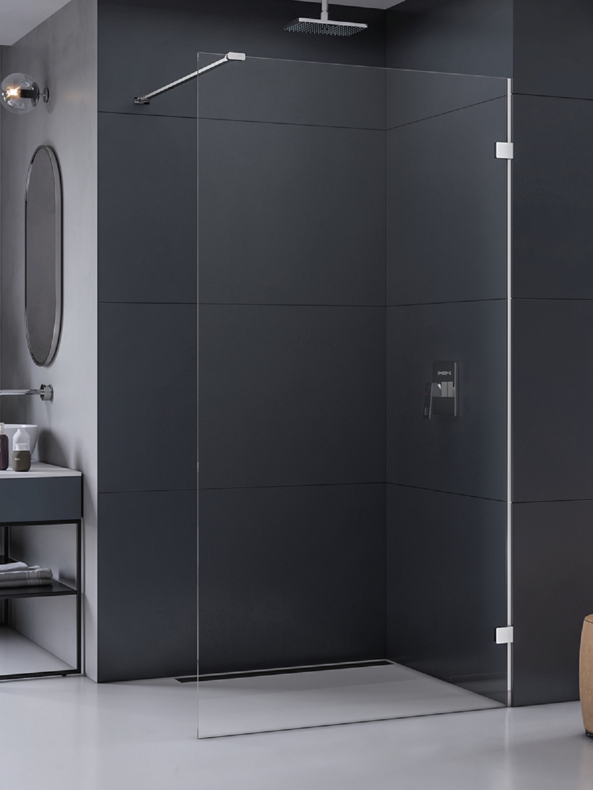 New Trendy Eventa mampara de ducha walk-in 80 cm cromo brillante/vidrio transparente EXK-4618