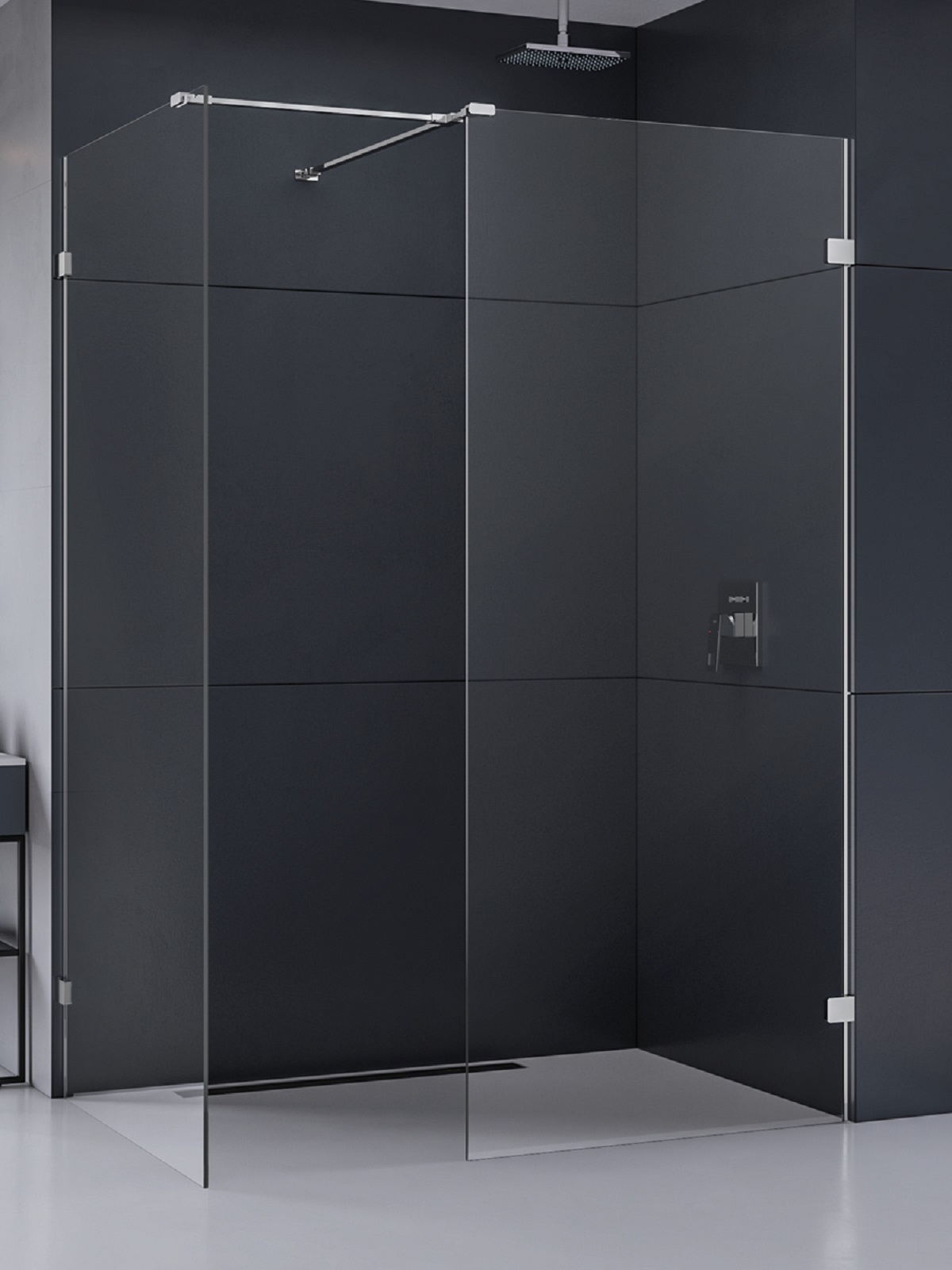 New Trendy Eventa cabina de ducha walk-in 130x80 cm cromo brillo/vidrio transparente EXK-4650