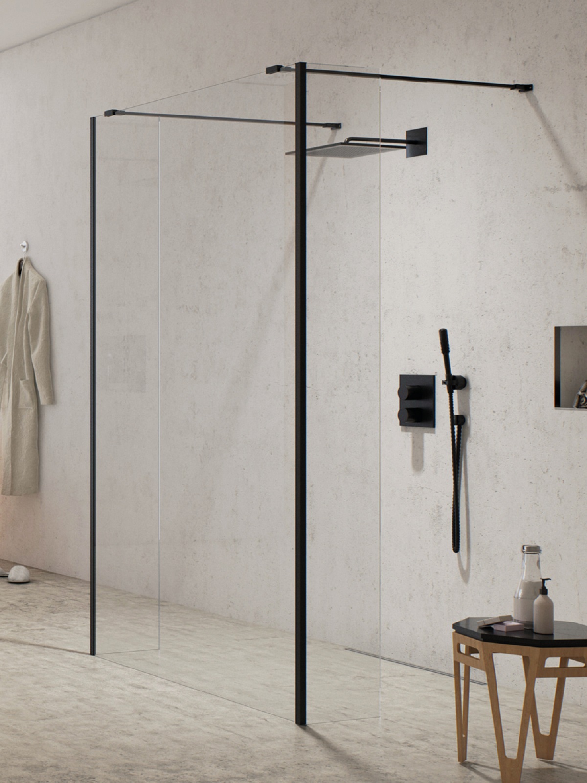 New Trendy New Modus Black ścianka prysznicowa walk-in 130 cm czarny mat/szkło przezroczyste EXK-5609