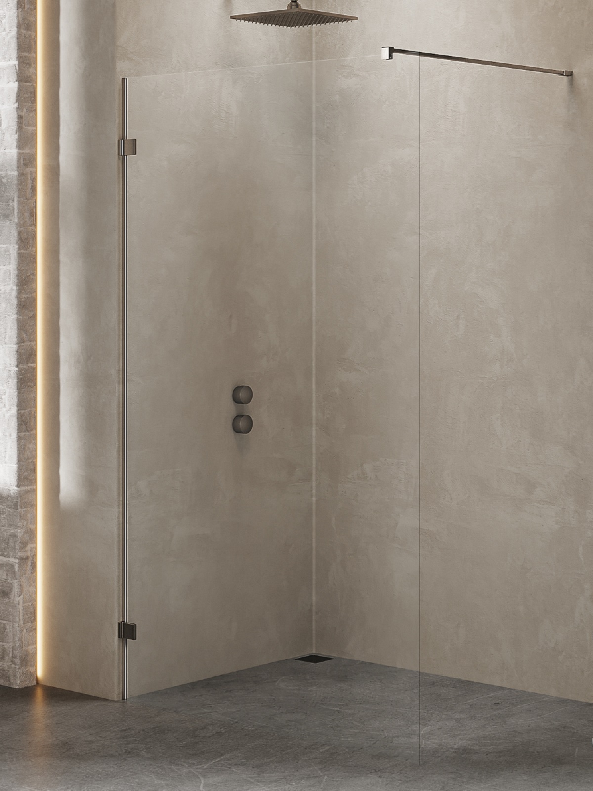 New Trendy Avexa Gunmetal Brushed mampara de ducha walk-in 60 cm gris metálico cepillado/vidrio transparente EXK-7089