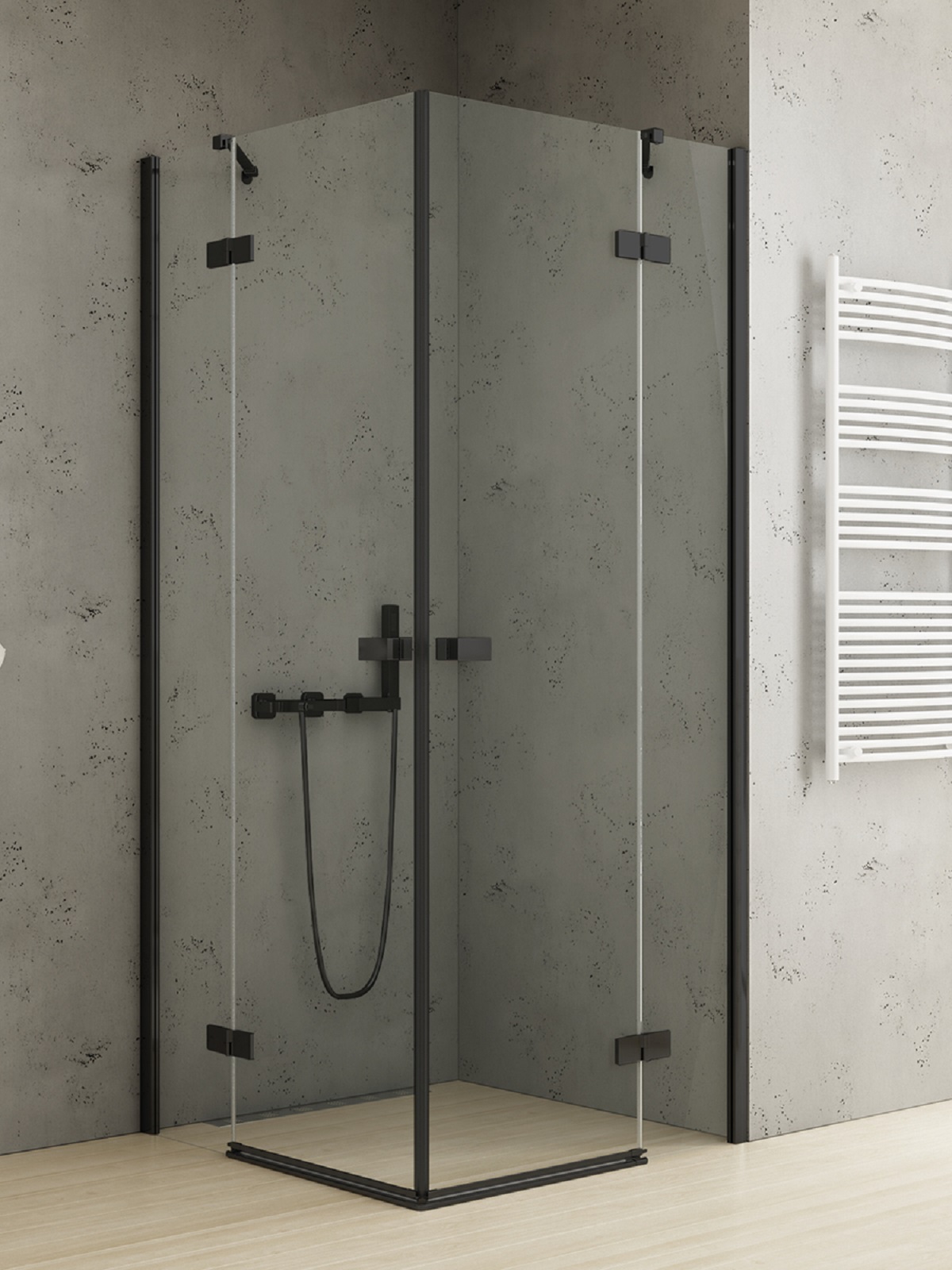 New Trendy Reflexa Black cabina de ducha 90x90 cm cuadrada negro mate/vidrio transparente EXK-4978