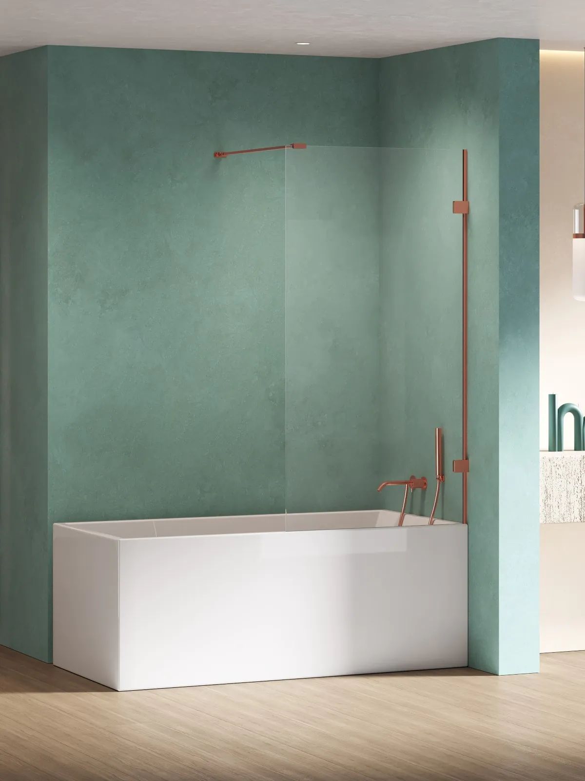New Trendy Eventa Copper Shine mampara de bañera 80 cm una pieza cobre brillo/vidrio transparente EXK-5696-WP