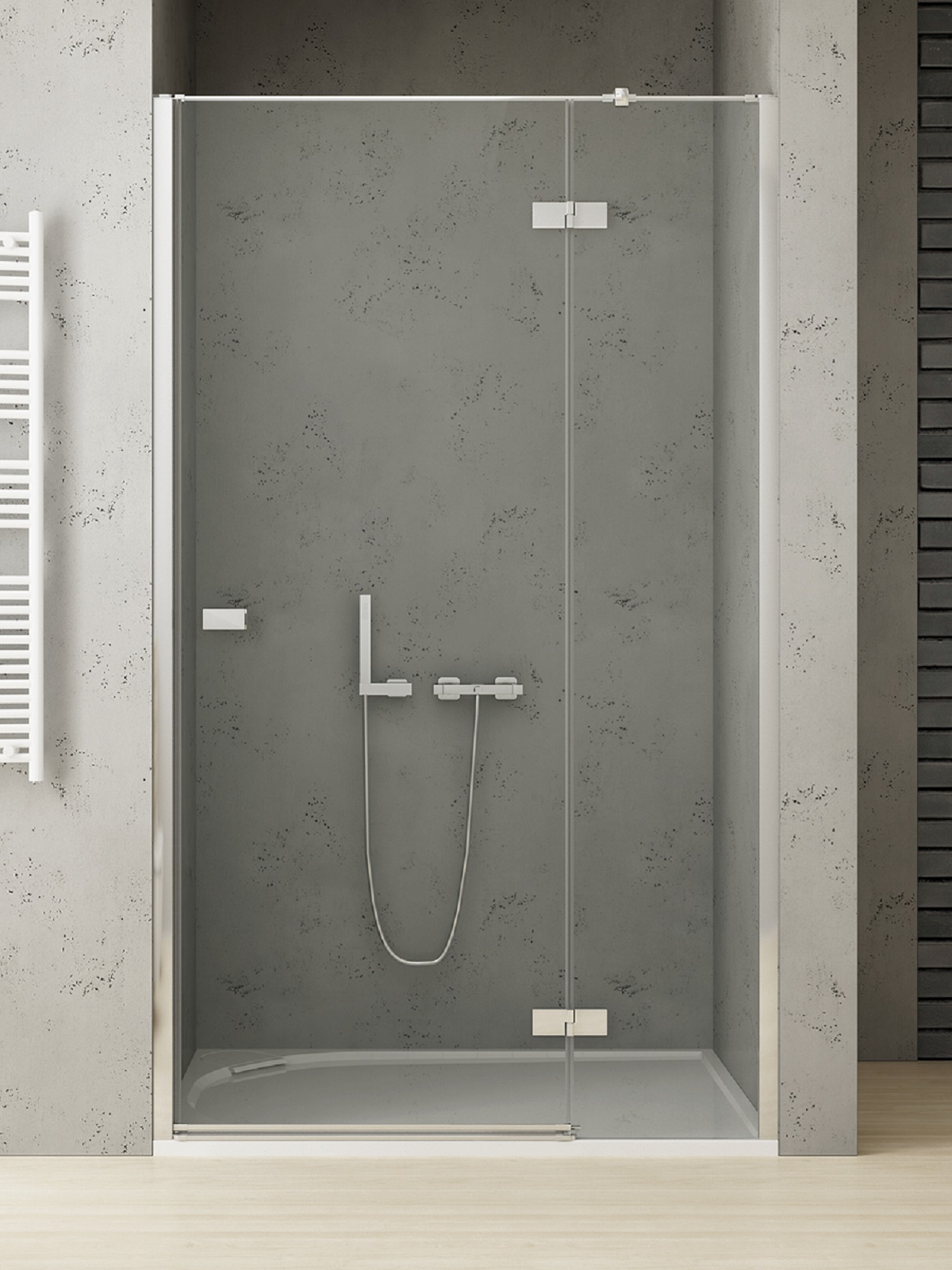 New Trendy Reflexa puerta de ducha 80 cm oscilante cromo brillante/vidrio transparente EXK-5058