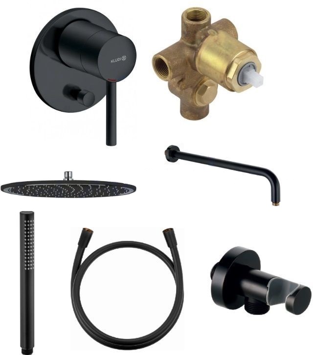 Conjunto ducha con efecto lluvia Kludi A-QA 6433087-00, grifo de bañera y ducha Kludi Bozz 387163976, 38624N, 6651439-00, 3912039-00, 6107139-00, 6054739-00