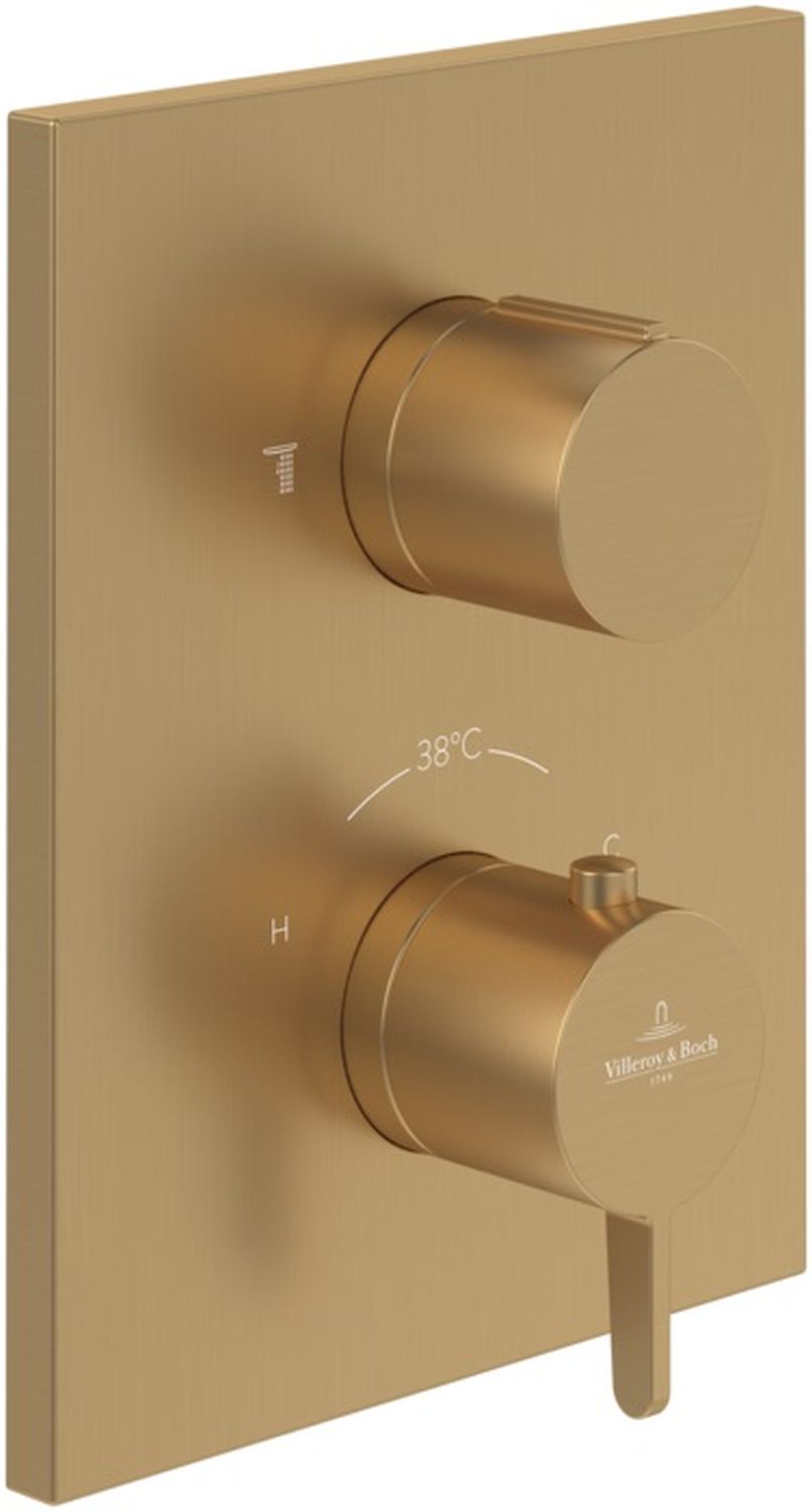 Villeroy & Boch Conum grifo para ducha empotrado con termostato oro TVS12700100076