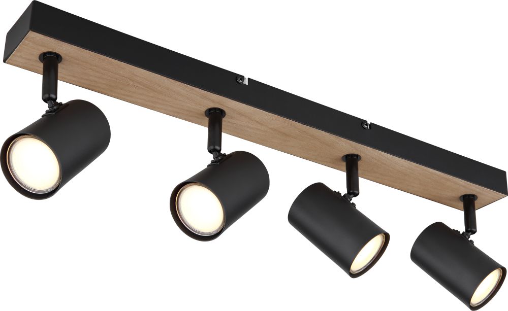 Globo Lighting Robby lámpara de techo 4x35 W negro-madera 57911-4BW