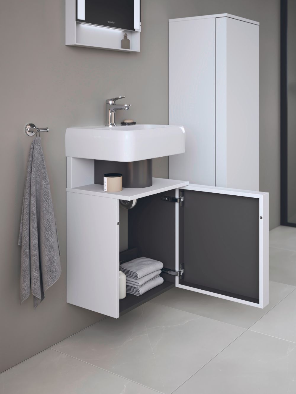 Duravit Qatego armario 44x35x64.5 cm suspendido, para lavabo blanco QA4076R18180000