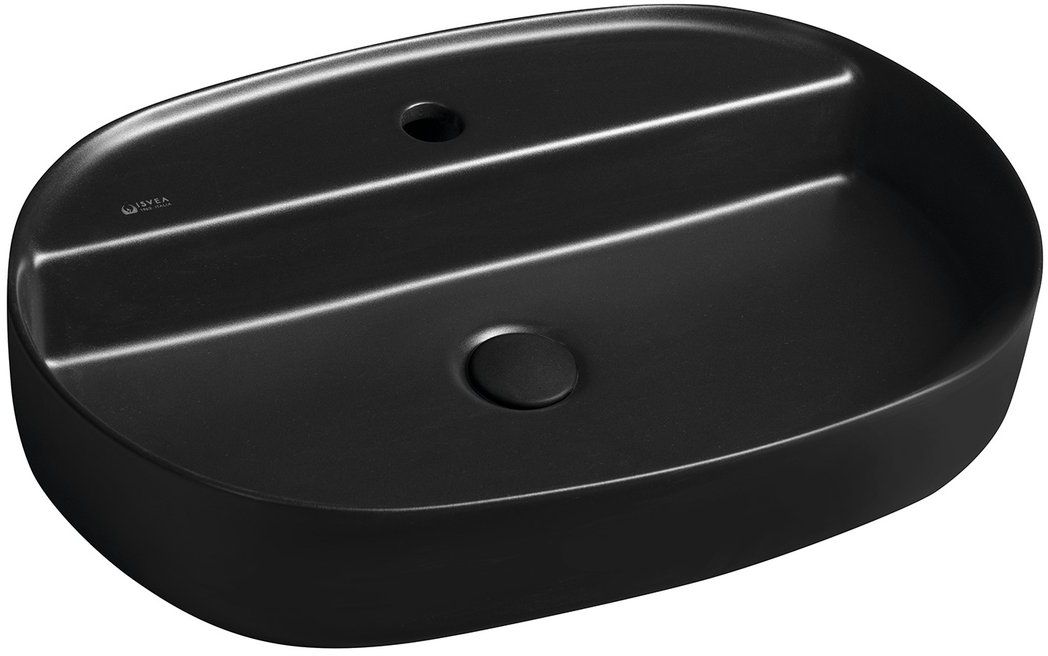 Isvea Infinity lavabo 60x40 cm oval sobre encimera negro 10NF65060-2N