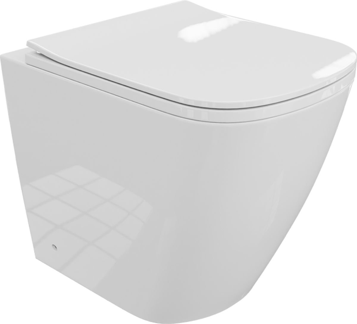 LaVita Tyber taza de inodoro con asiento de cierre suave de pie sin reborde blanco brillante 5900378332572