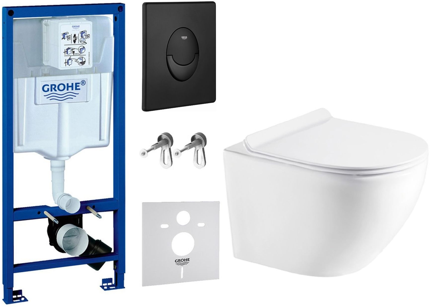 Conjunto marco empotrado Grohe Rapid SL 38539001, taza de inodoro Oltens Hamnes 42013000, 38964KF0, 45100000