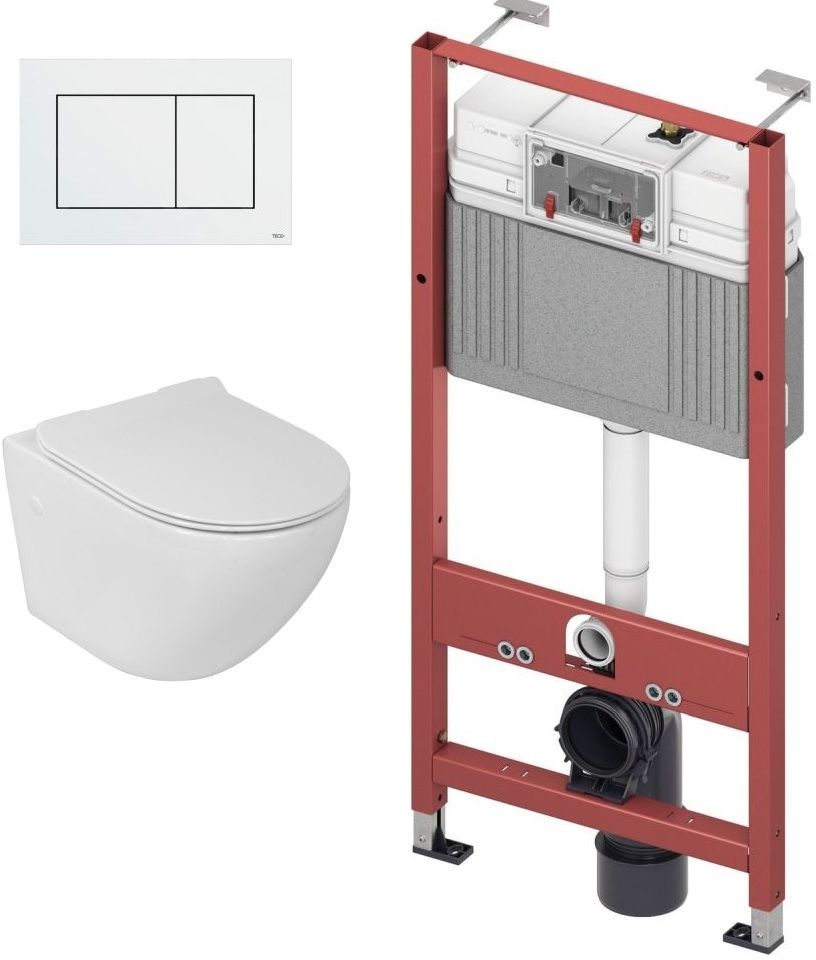 Conjunto taza de inodoro con asiento de cierre suave LaVita Sofi Slim 5908211401461, marco empotrado Tece Base 9400407, 9.240.400