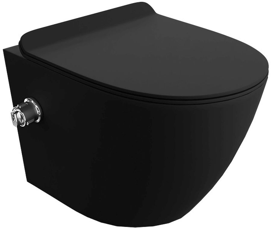 LaVita Salto inodoro con función de bidé suspendido sin reborde negro 5900378334255