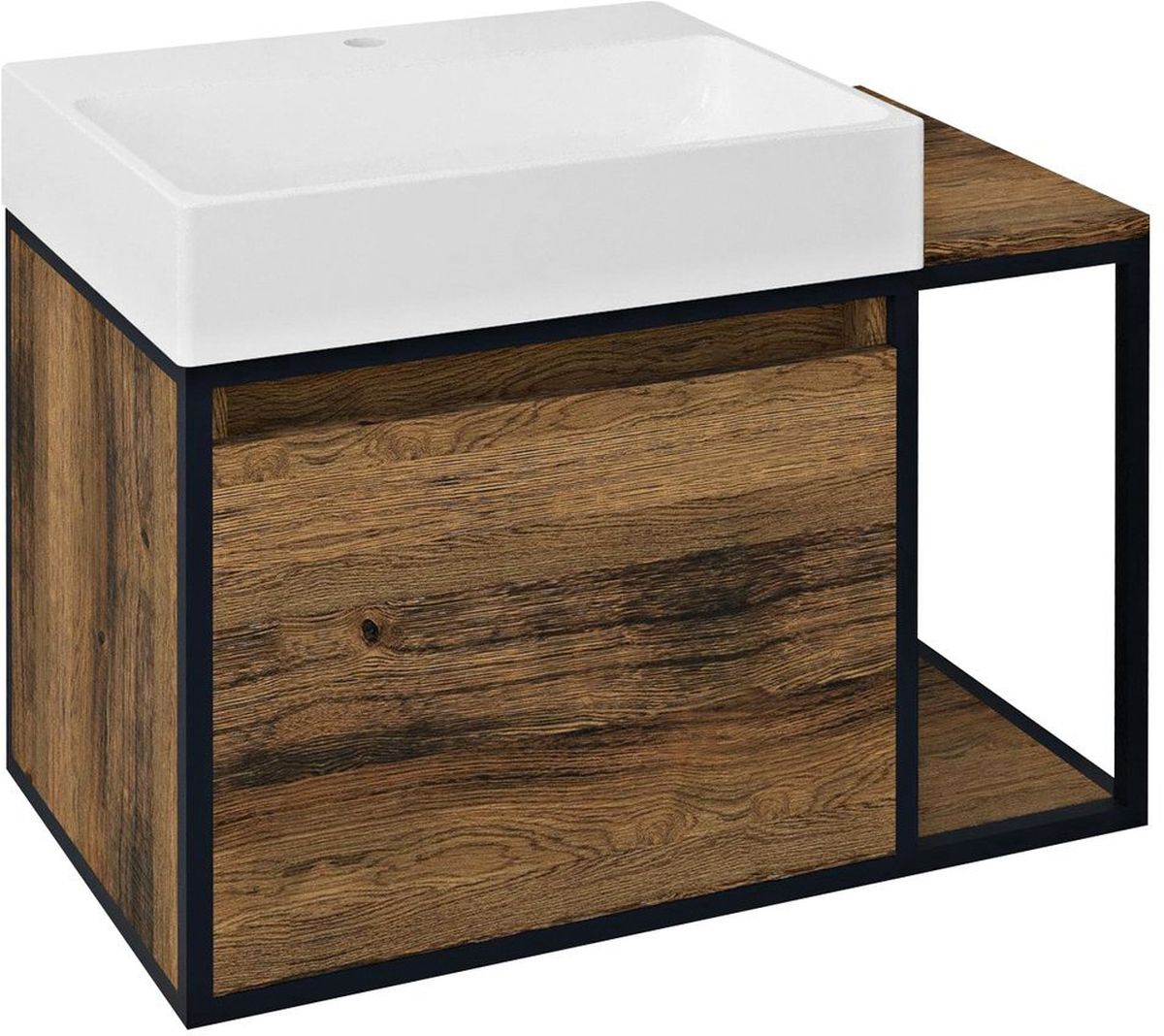 Sapho Skara armario 80x46.5x49.5 cm suspendido, para lavabo negro-roble-madera CG003-1919