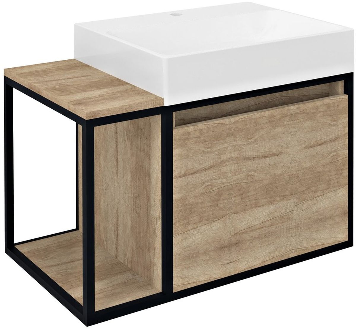 Sapho Skara armario 80x46.5x49.5 cm suspendido, para lavabo negro-roble CG003-2222