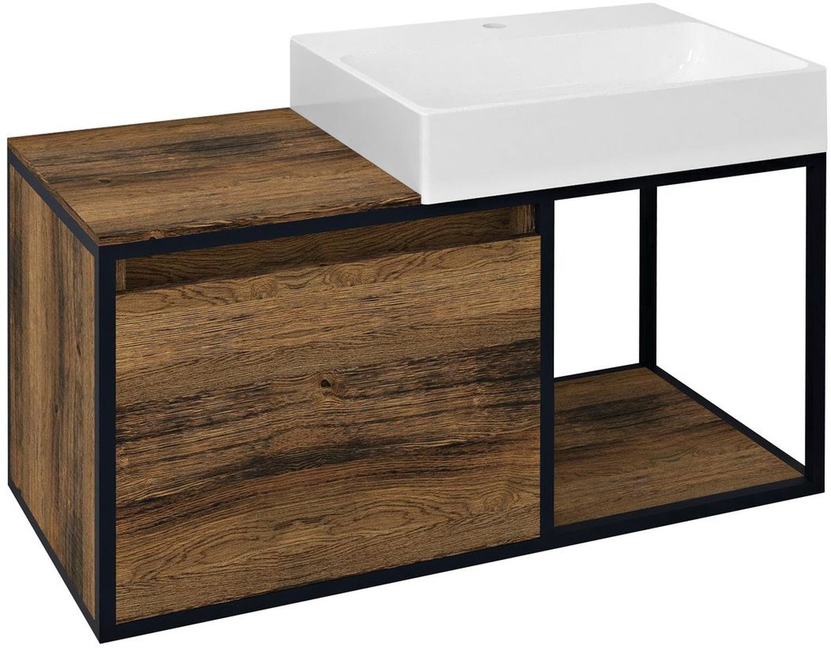 Sapho Skara armario 100x46.5x49.5 cm suspendido, para lavabo negro-roble-madera CG004-1919