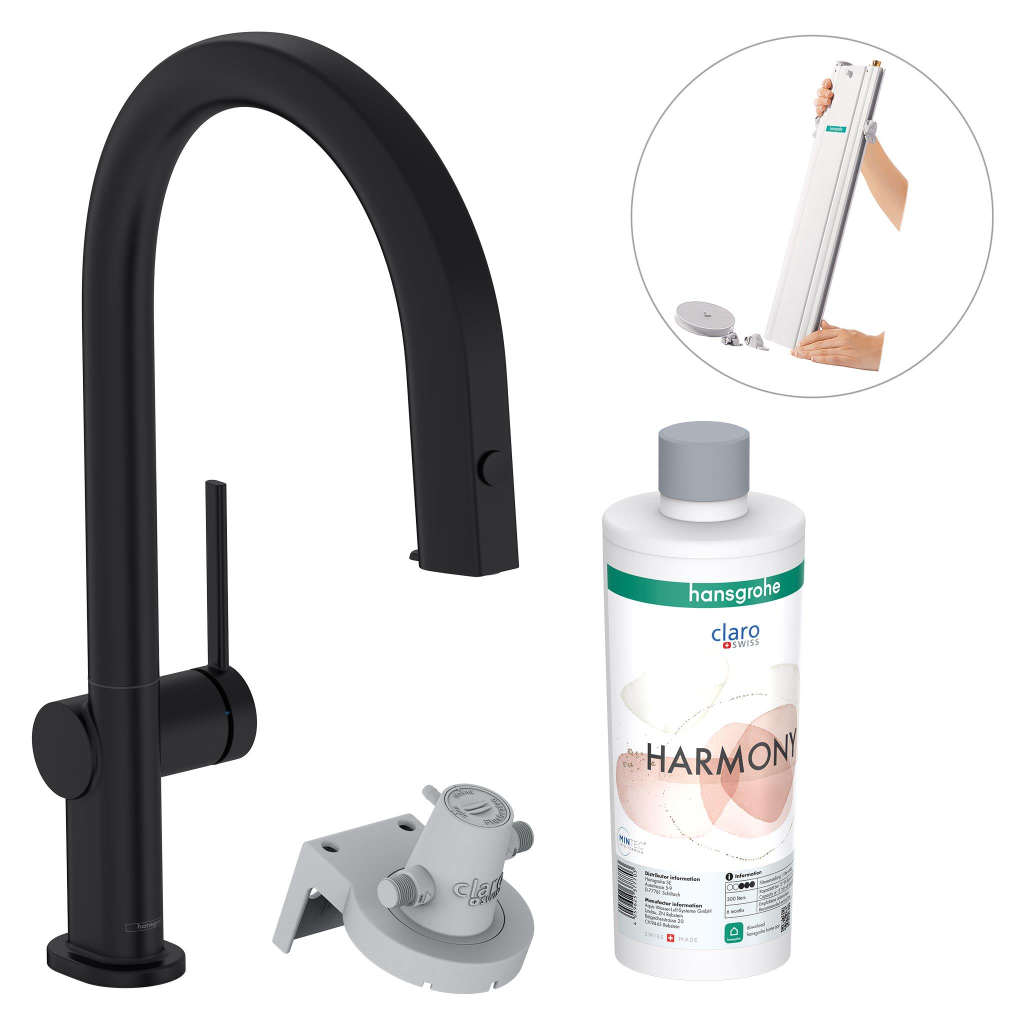 Hansgrohe Aqittura M91 grifo de cocina con filtro de pie negro 76800670