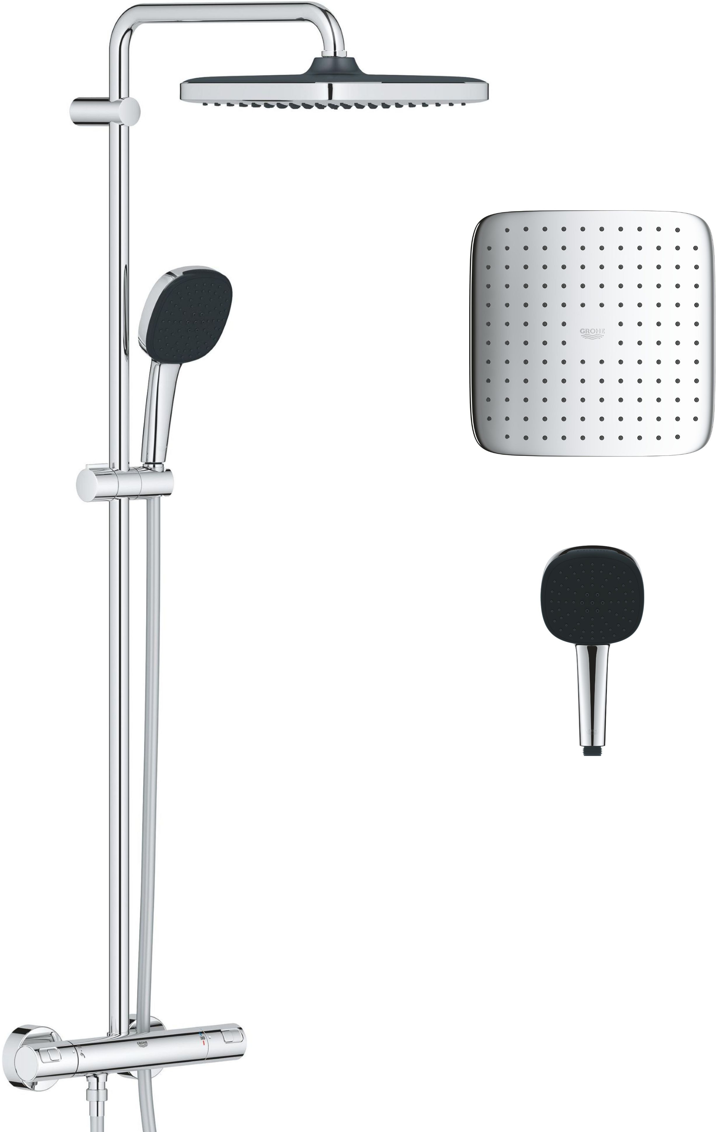 Grohe Vitalio Comfort conjunto de ducha a pared con termostato con rociador con efecto lluvia StarLight Chrome 26696001