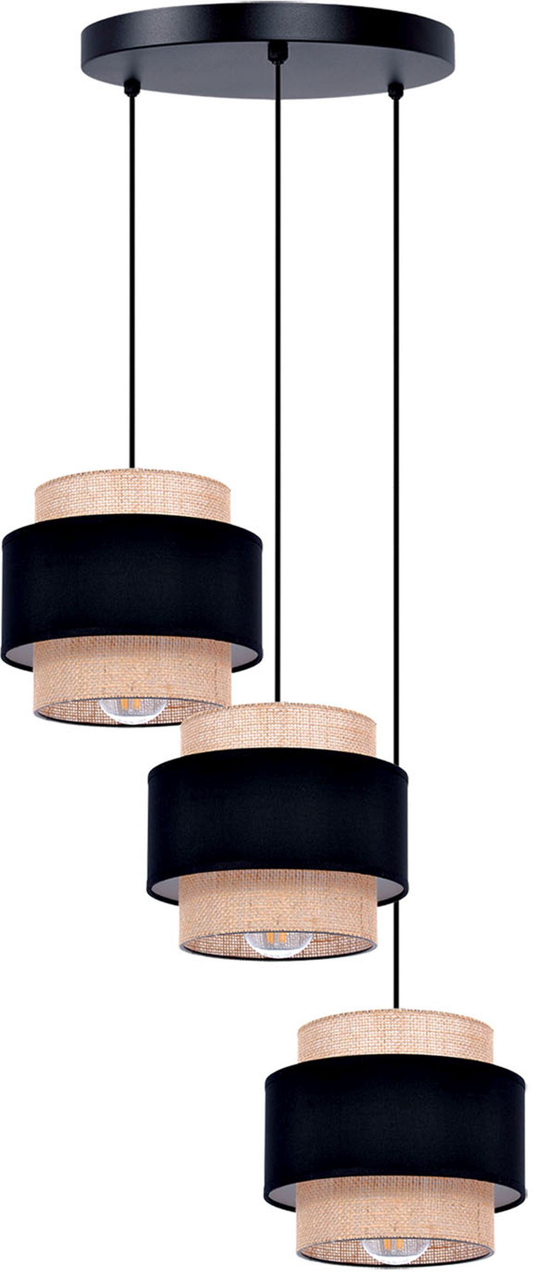 Kaja Gato lámpara colgante 3x40 W negro-beige K-5232