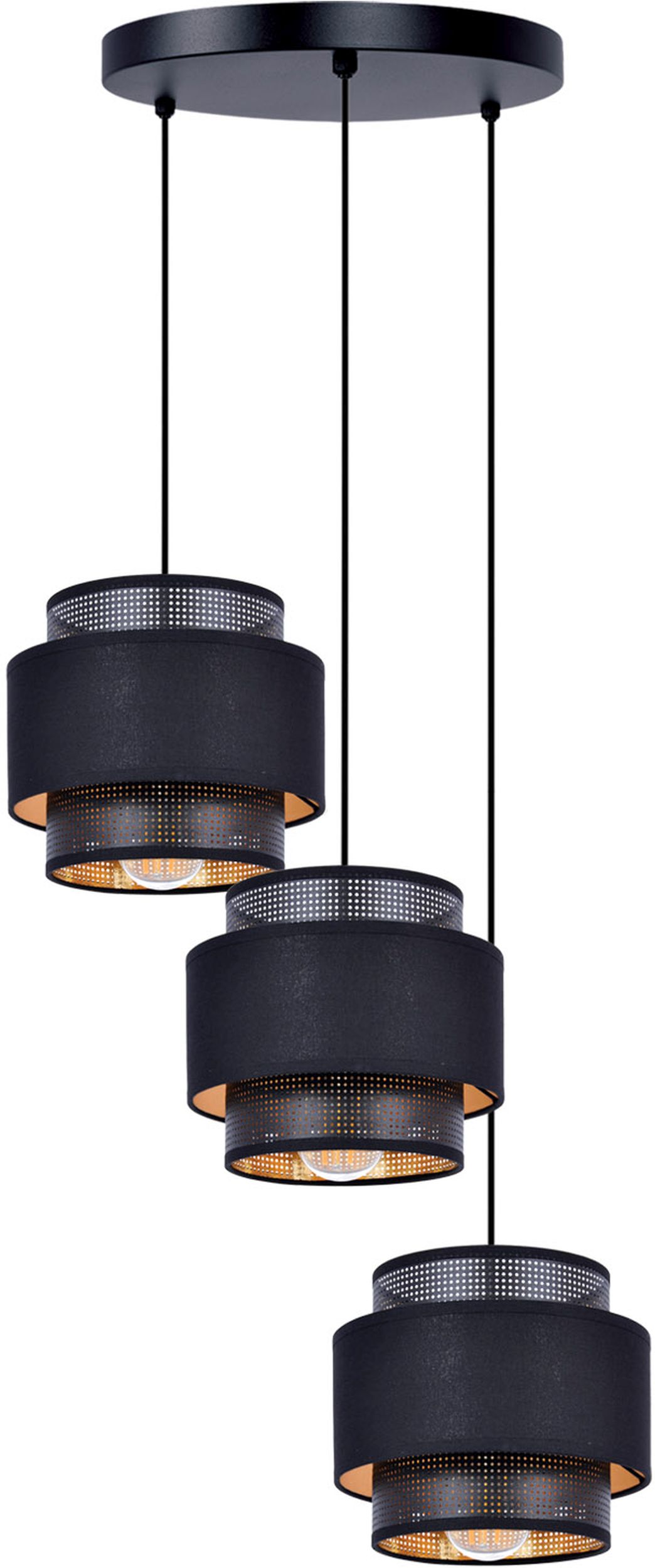Kaja Amos lámpara colgante 3x40 W negro-oro K-5282