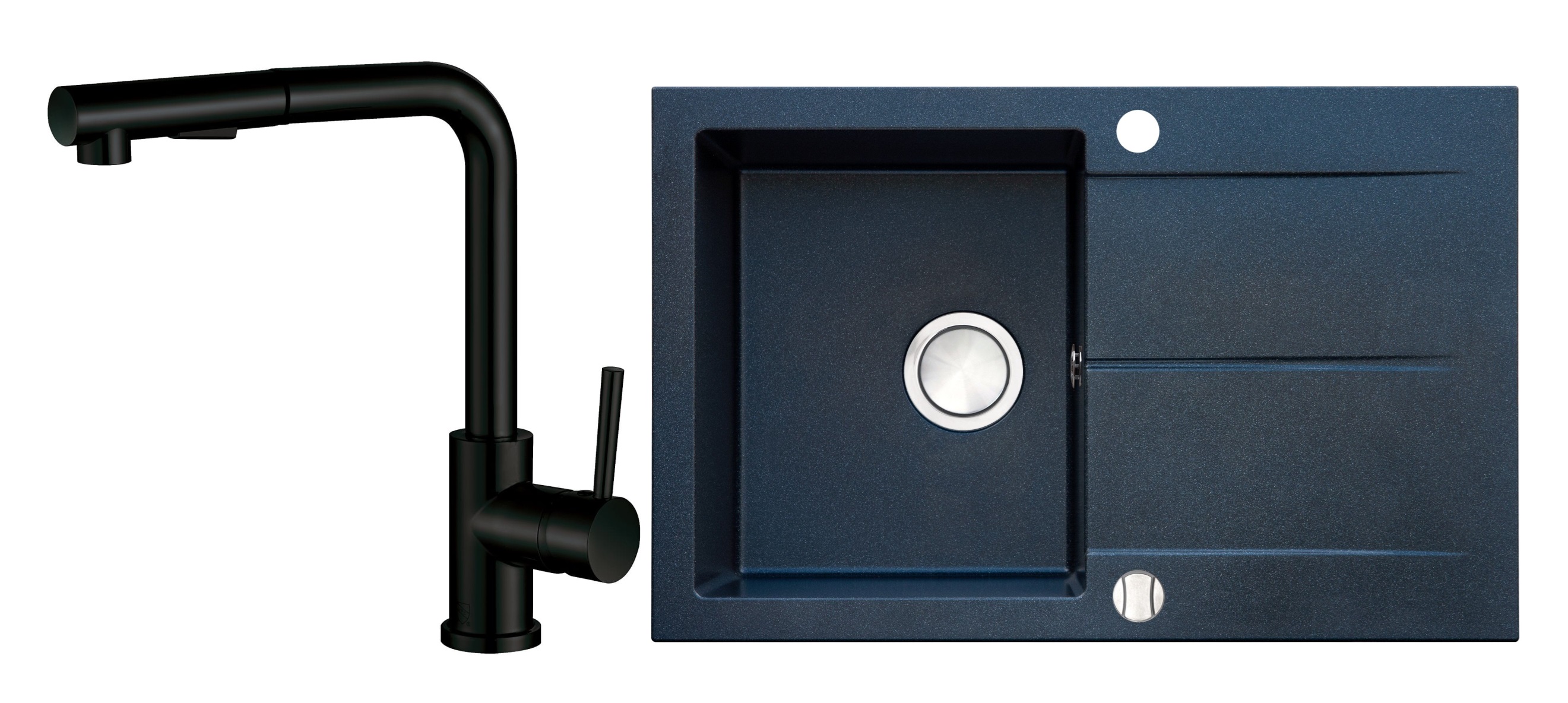 Conjunto fregadero de granito Berg Hobart BRQ1411, grifo de cocina Berg Porta WW 130231PH