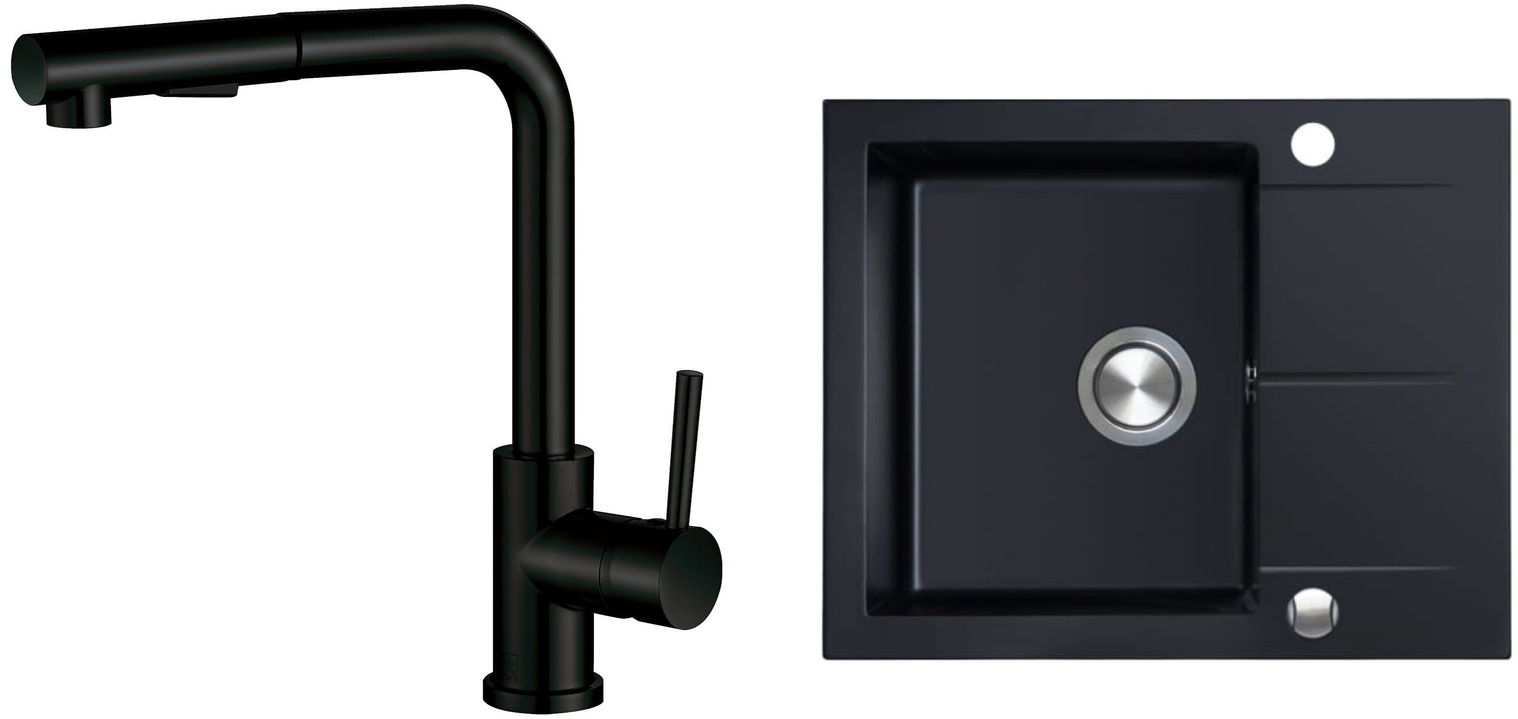 Conjunto fregadero de granito Berg Hobart BRQ1911A, grifo de cocina Berg Porta WW 130231PH