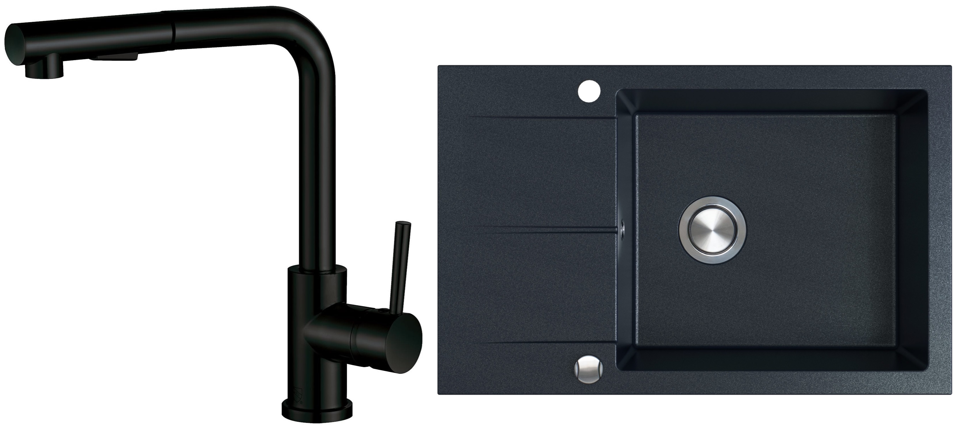 Conjunto fregadero de granito Berg Hobart BRQ1411AXL, grifo de cocina Berg Porta WW 130231PH