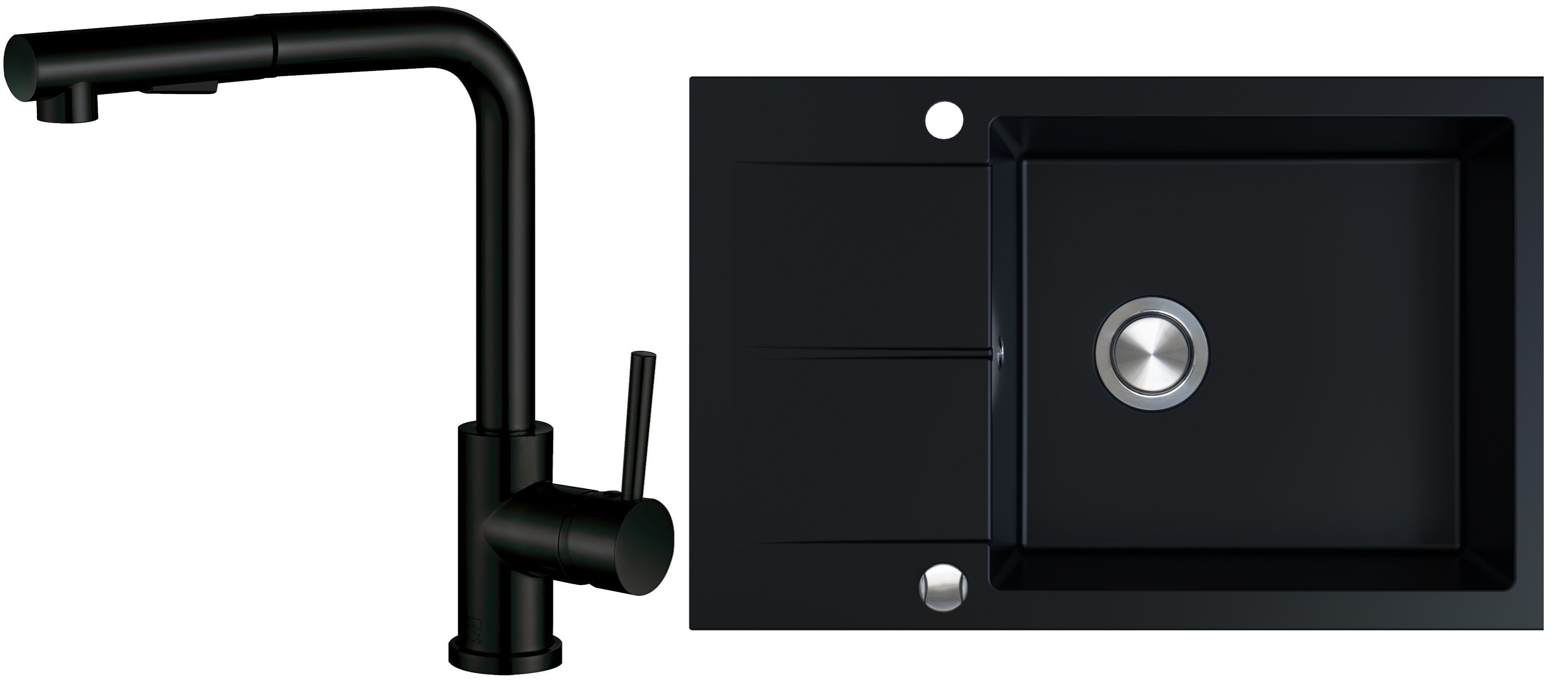 Conjunto fregadero de granito Berg Hobart BRQ1911AXL, grifo de cocina Berg Porta WW 130231PH