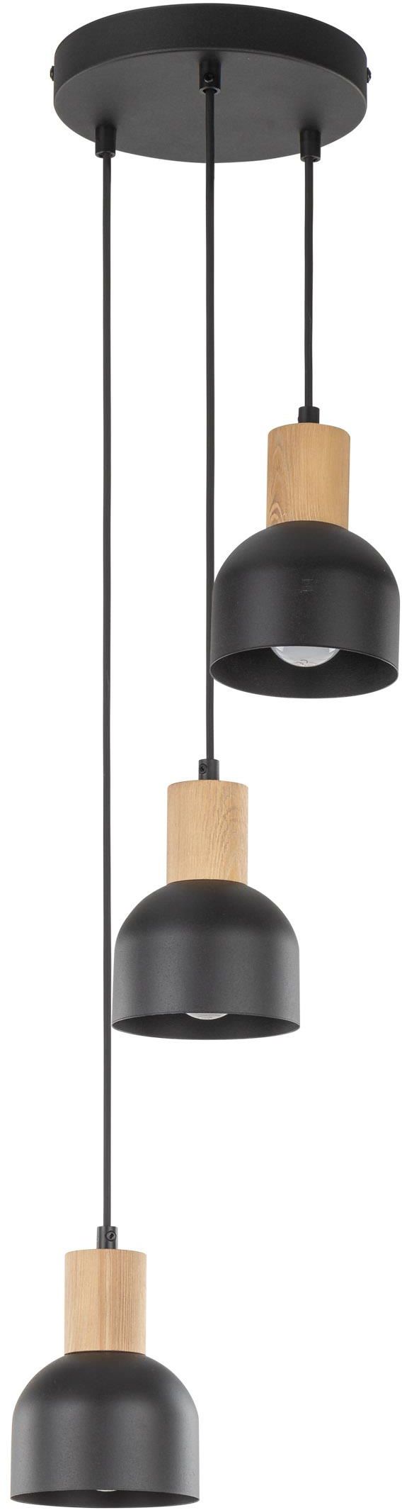 TK Lighting Cairo lámpara colgante 3x15 W negro-madera 4895