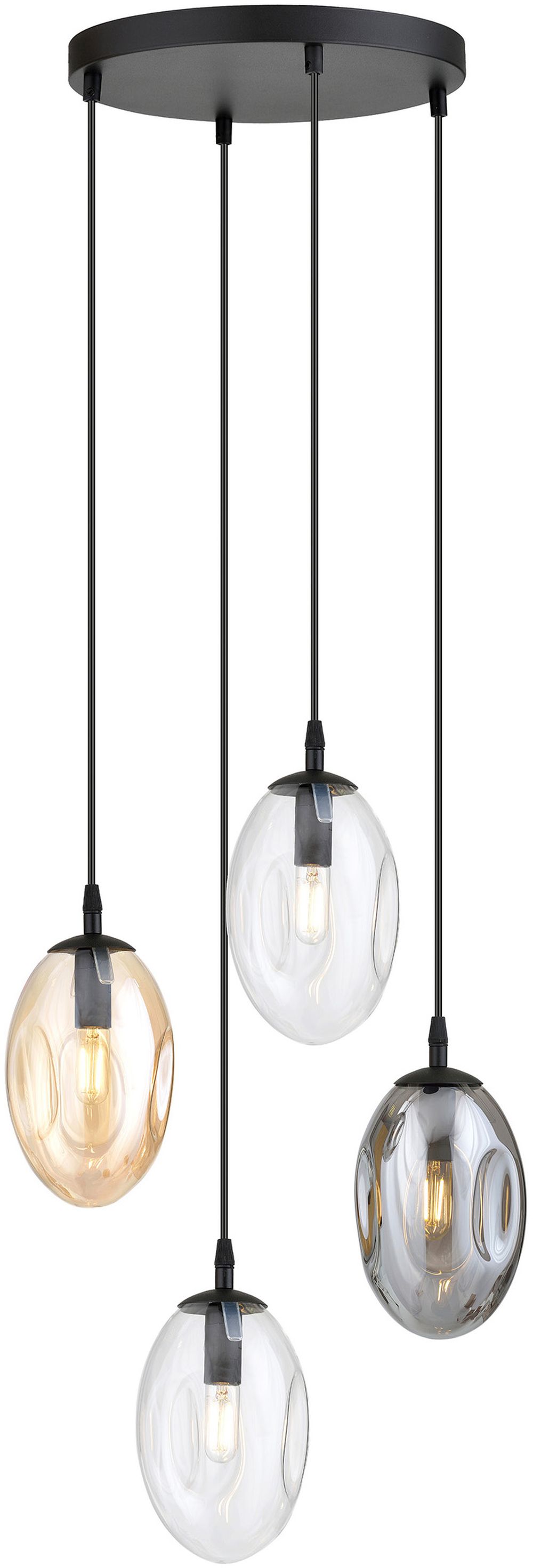 Emibig Astral lámpara colgante 4x10 W negro-transparente-humado 1268/4PREM