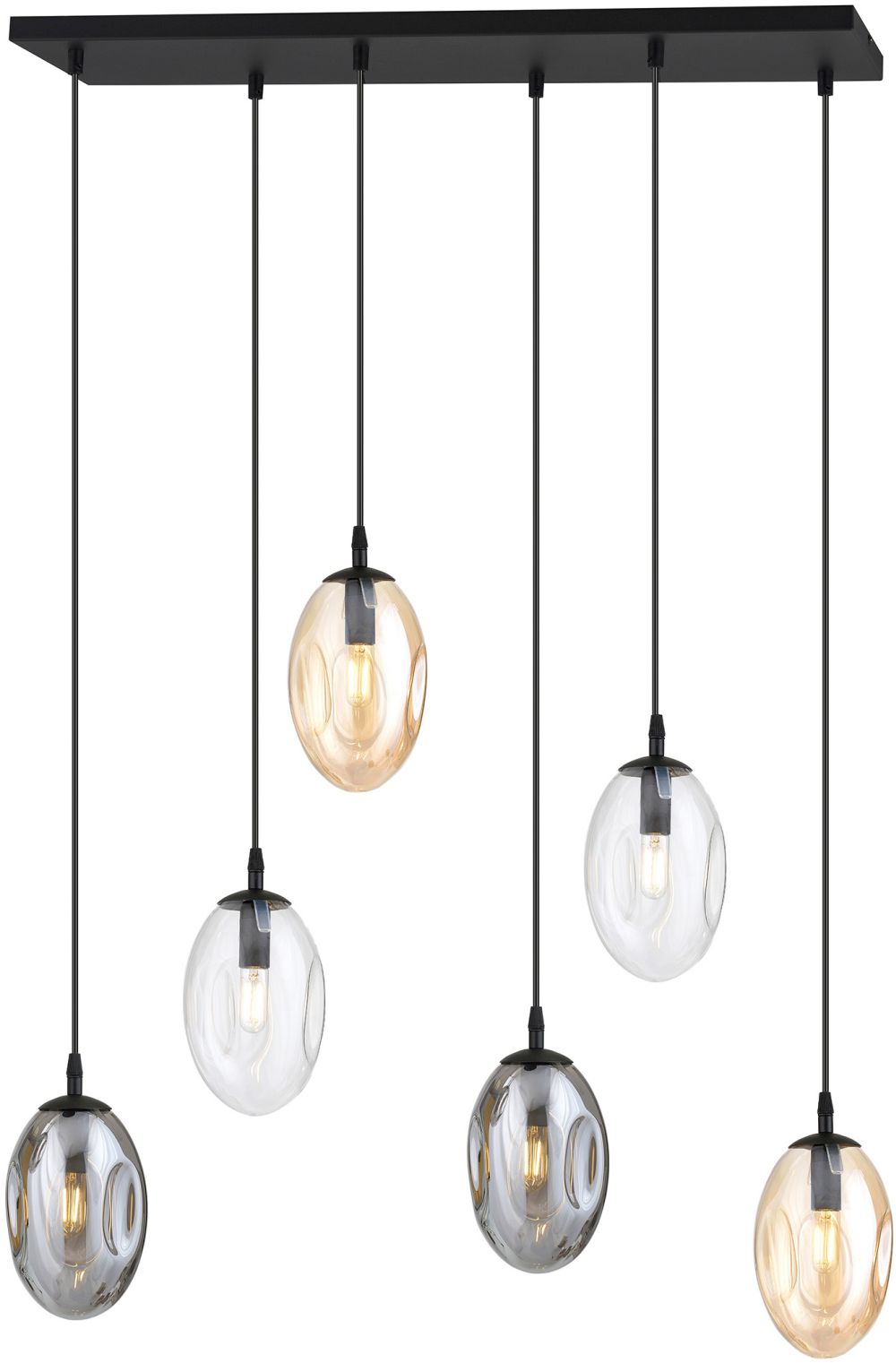 Emibig Astral lámpara colgante 6x10 W negro-transparente-humado 1268/6M1