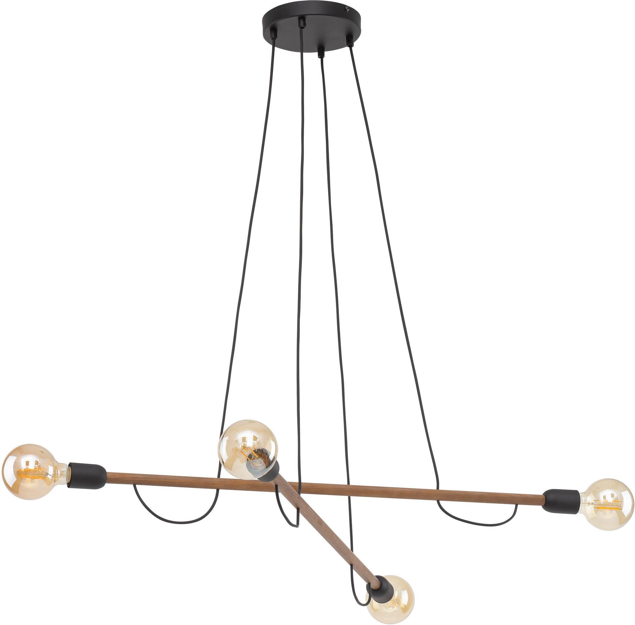 TK Lighting Helix lámpara colgante 4x15 W negro-madera 4949