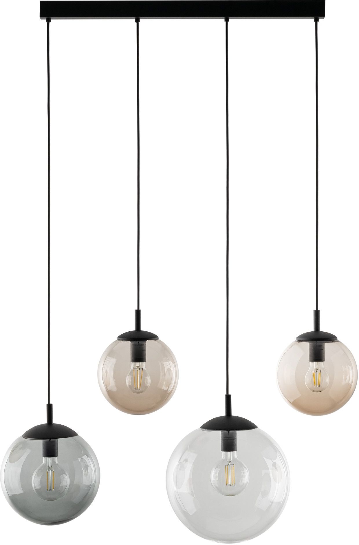 TK Lighting Esme lámpara colgante 4x15 W negro-transparente-ópalo-grafito 4795